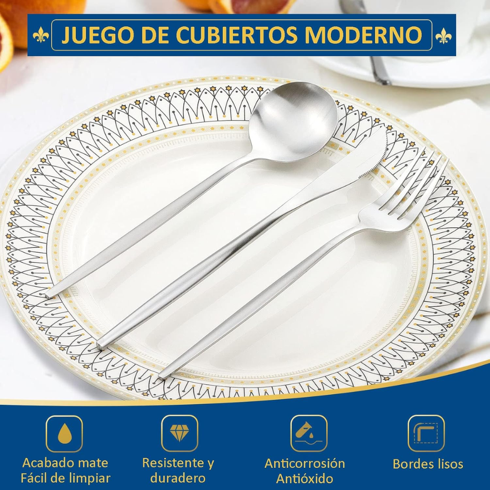 Set de cubiertos 24 pz plata