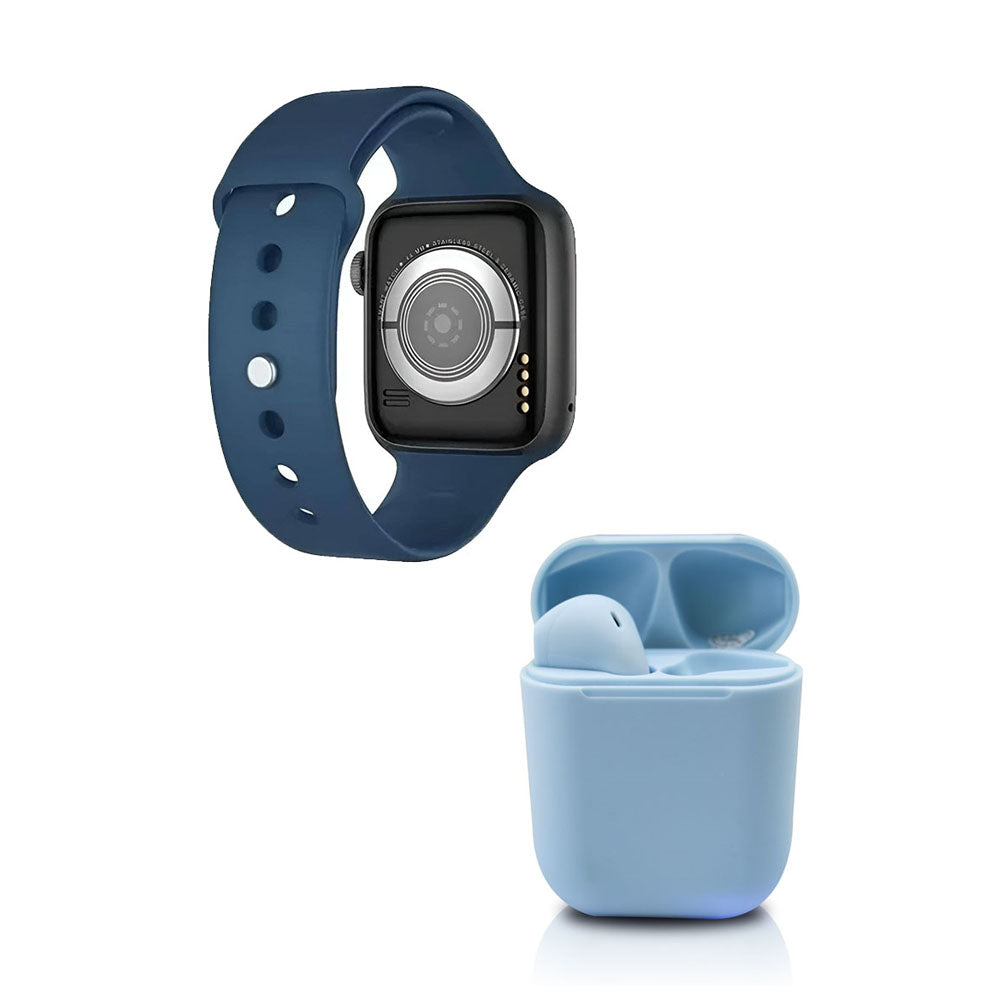 Kit smartwatch t500+ twins azul