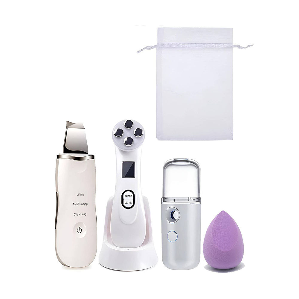 Kit de Limpieza Facial - Espátula, Máquina de Radiofrecuencia, Esponja y Vapor Portátil