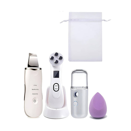 Kit de Limpieza Facial - Espátula, Máquina de Radiofrecuencia, Esponja y Vapor Portátil